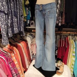 Angels ♡ Sweet Cute 'n Sexy Skinny Hipster Flared Hem Denim Jeans Size 7 Average